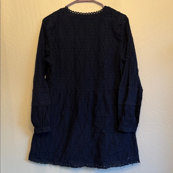 LOFT Midnight Blue Lace Button-Up Top - Picture 4 of 4